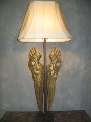 Ferro Designs LLC custom iron table lamp with a dark iron base and a linen lamp shade.