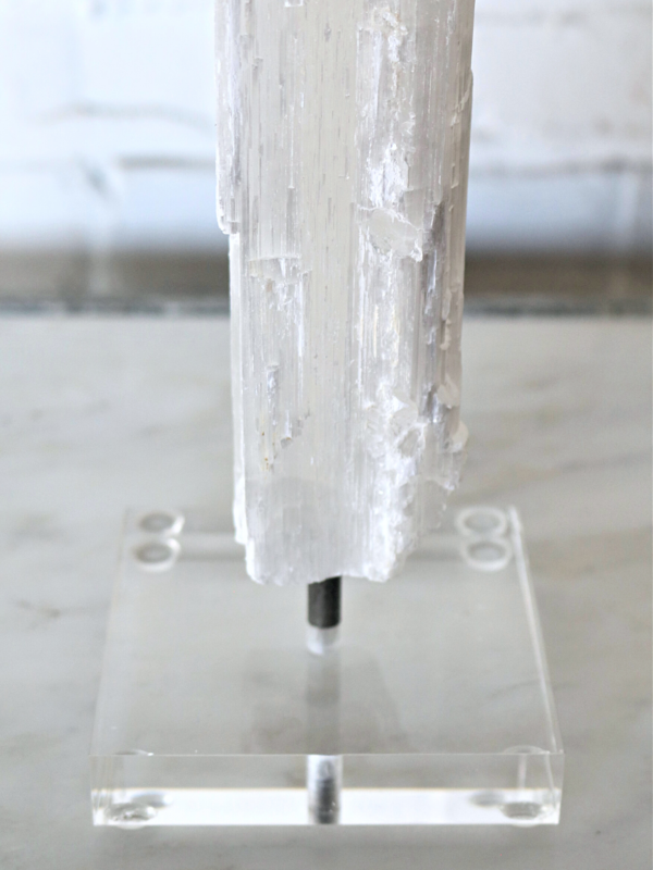 Selenite Crystal on Acrylic Base. Set of Three